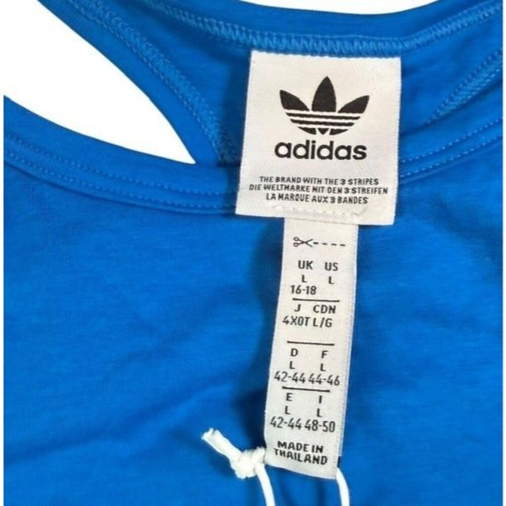 Adidas Originals 3-Stripe Tank Bodysuit NWT Womens Size Large Blue Bluebird - Picture 3 of 8